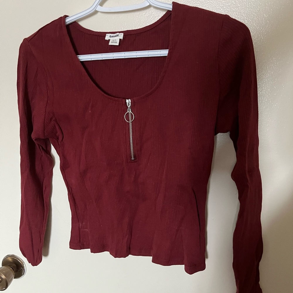 Garage Long-Sleeve Zip-Front Top